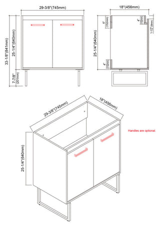 Dello 30" Single Bathroom Vanity Set With Rectangle Legs, Black