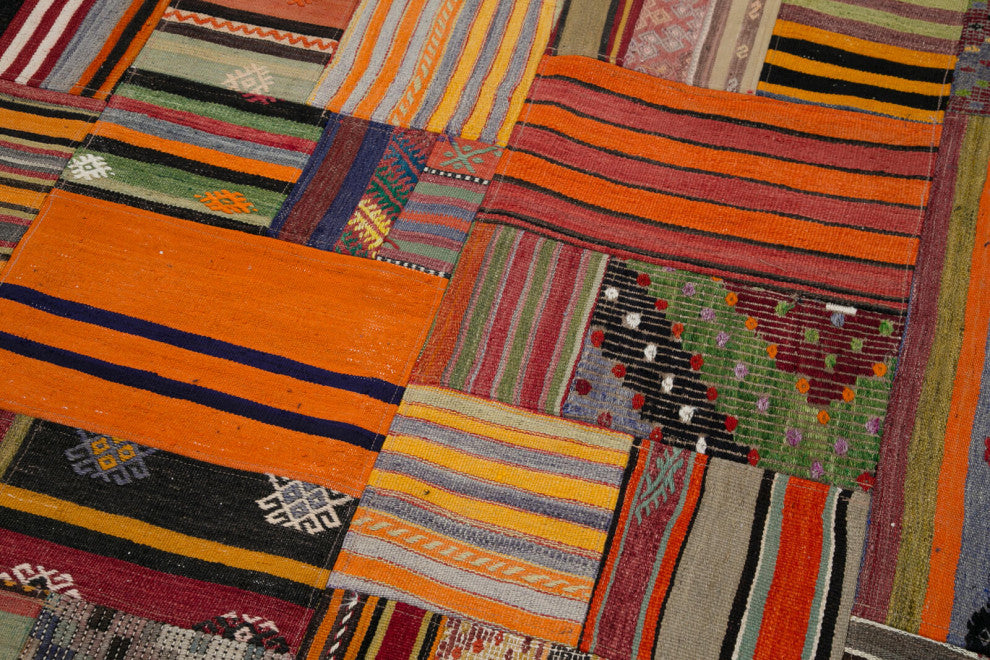 Rug N Carpet - Handmade Anatolian 6' 8'' x 9' 10'' Unique Patchwork Kilim Rug