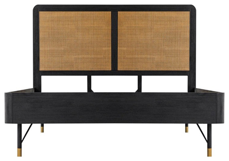 Armen Living Saratoga Modern Wood Queen Platform Frame Bed in Black