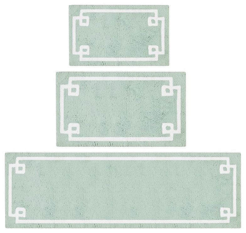 Madison Park Evan High Pile Bordered Bathroom Rug, Blue, Seafoam Green, Medium
