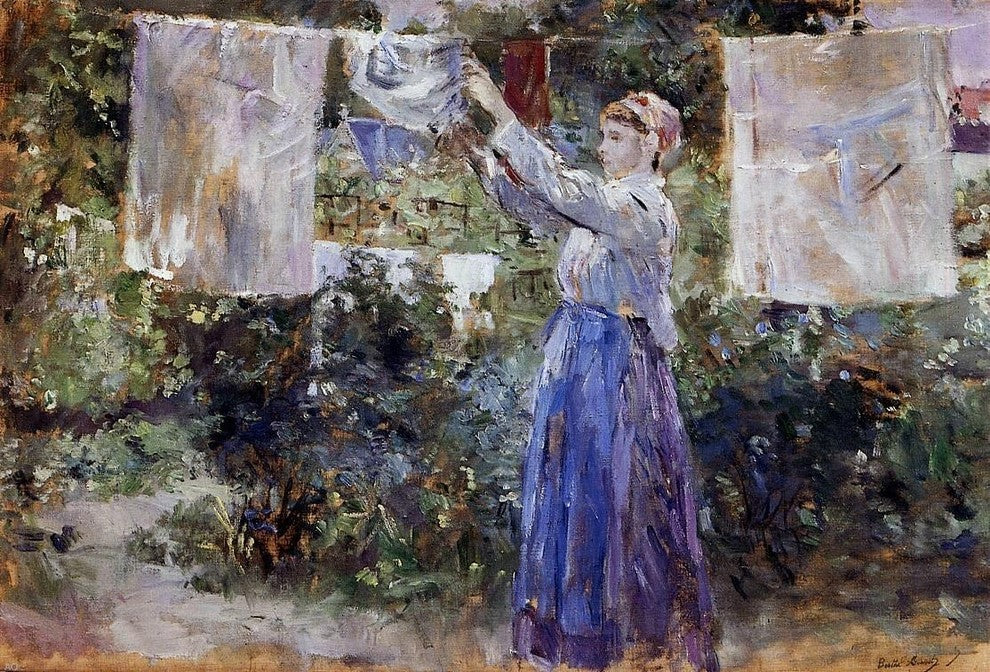 Berthe Morisot A Woman Hanging out the Wash, Gallery Wrapped Canvas, 18"x27"