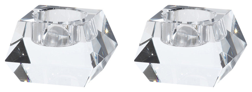 Davi Crystal Tealight Candle Holders, Set of 2, Clear