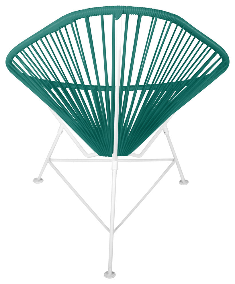 Acapulco Indoor/Outdoor Handmade Lounge Chair, Turquoise Weave, White Frame