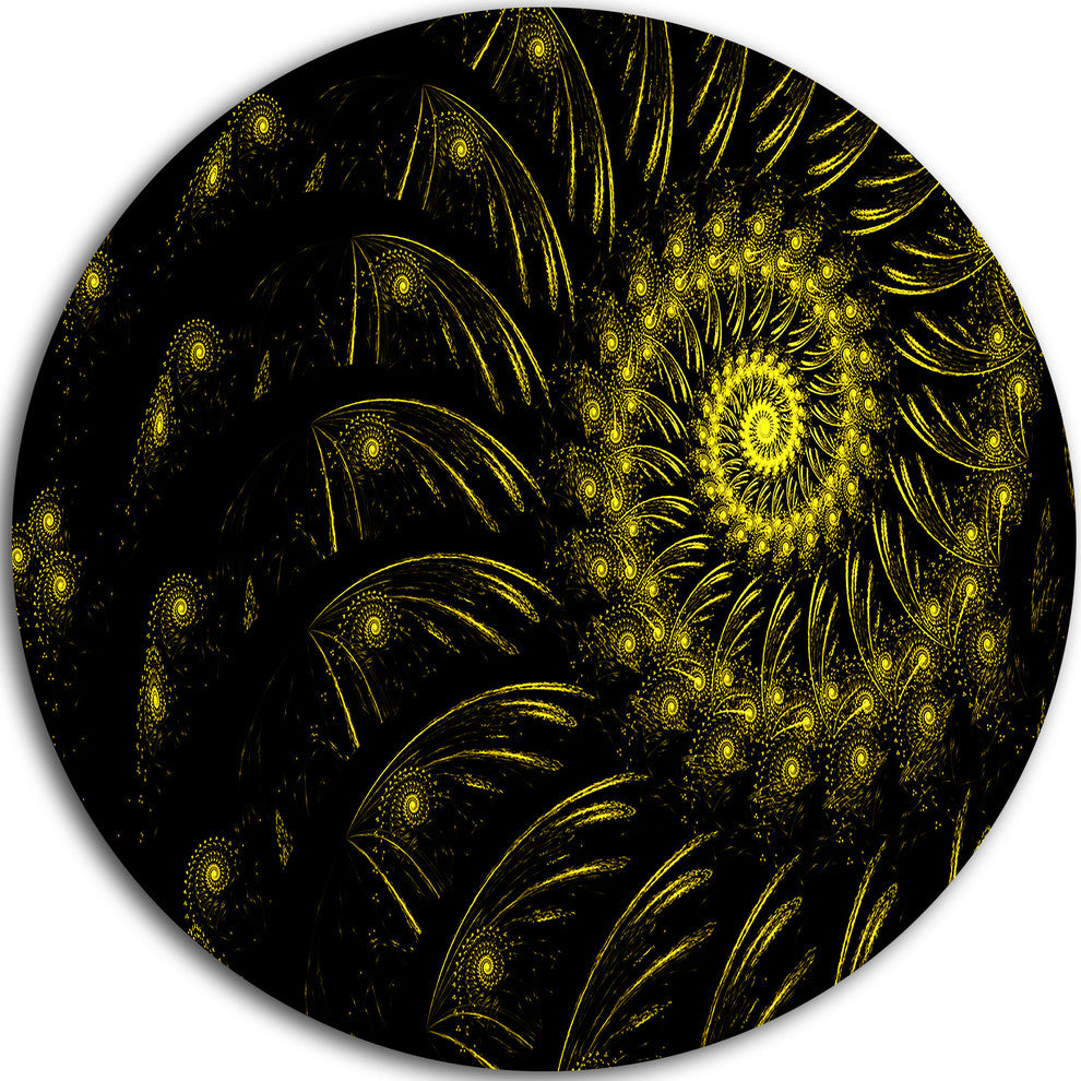 Endless Spiral Snail Yellow, Abstract Digital Disc Metal Wall Art, 11"