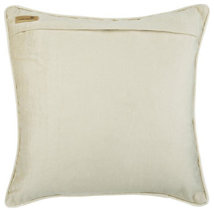 Decorative Textured Ivory Velvet Knotted 20"x20" Pillow Cover, Knotted Ivory