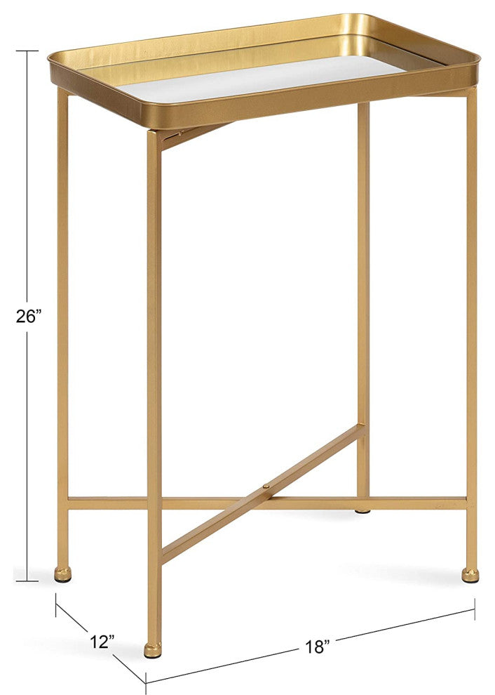 Modern Mirrored Tray Side Table