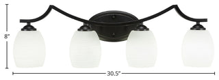 Zilo 4 Light Bath Bar, Matte Black Finish, 5" White Linen Glass