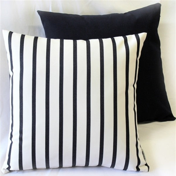 Pillow Decor, Sunbrella Lido Indigo Stripes Outdoor Pillow, 20"x20"