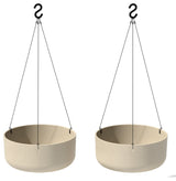 Pure Series Hanging Kona Bowl 14" Planter, Sand, 2 Pack