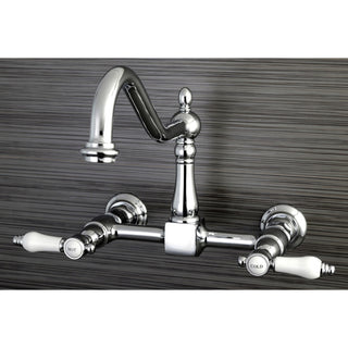 Kingston Brass Wall Mount Bridge Kitchen Faucet, Polished Chrome