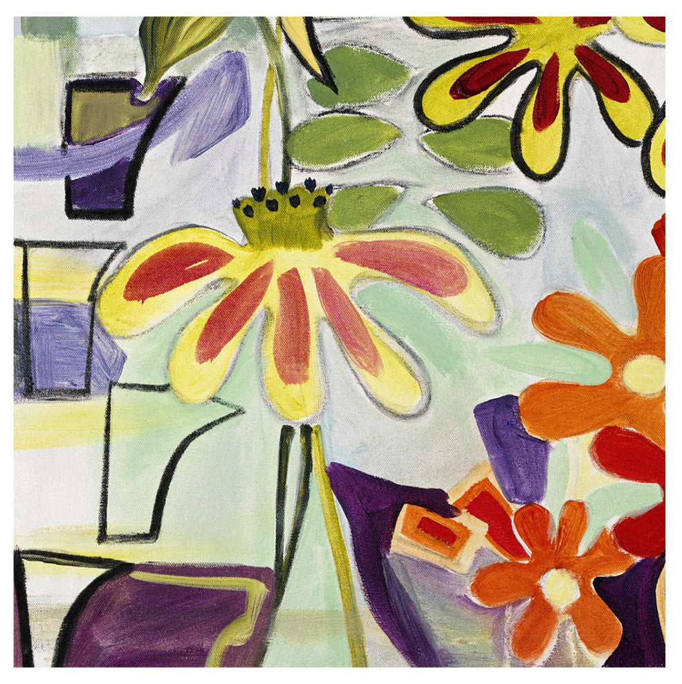 "Happy Snappy Garden BL" Digital Paper Print by Joan Elan Davis, 26"x26"