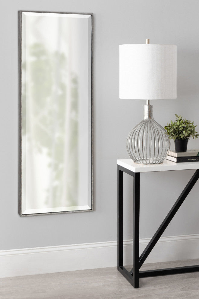 Rhodes Framed Wall Mirror, Dark Silver, 16.75x48.75