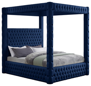 Royal Velvet Upholstered Bed, Navy, Queen