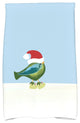 Merry Christmas Bird Decorative Holiday Animal Print Hand Towel, Green