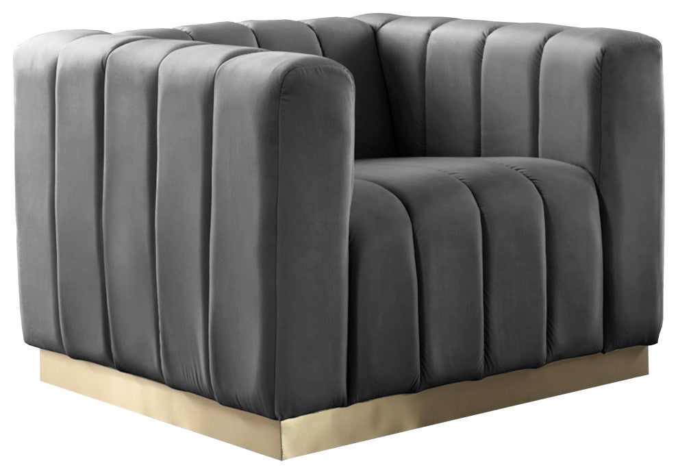 Marlon Velvet Upholstered Chair, Gray
