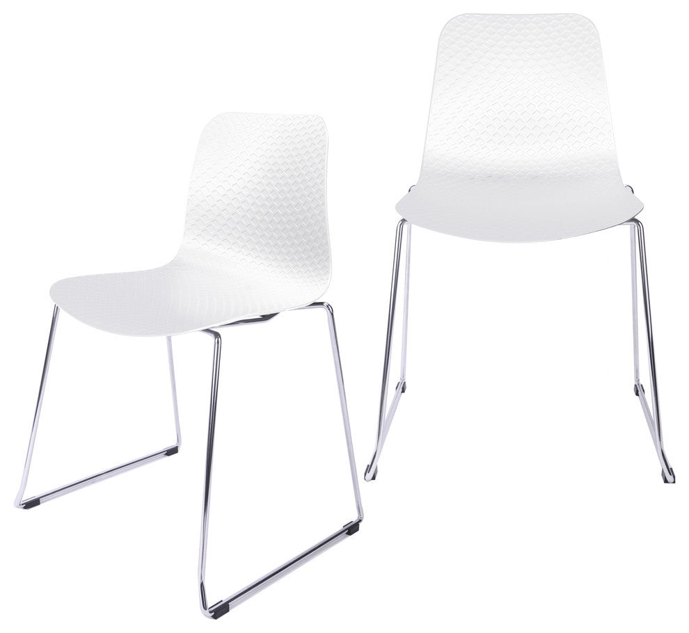 Hebe Series Shell Side Chairs With Steel Wire Metal Legs, Set of 2, White