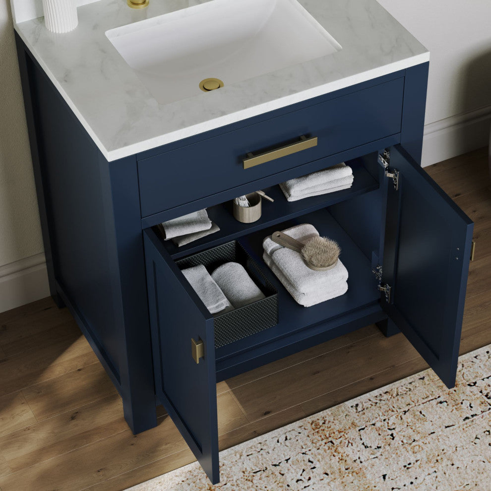 The Polaris Bathroom Vanity, Monarch Blue, 30", Single Sink, Freestanding