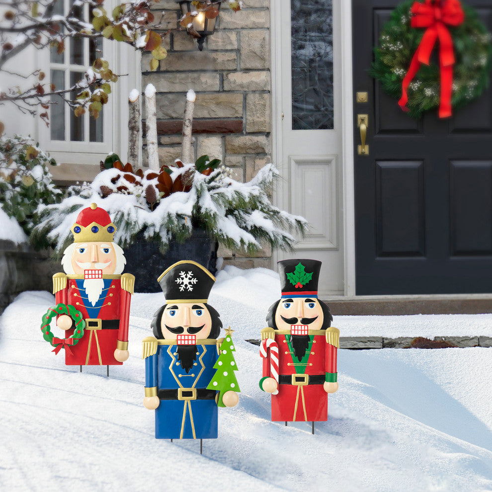 Metal Nutcracker Yard Stakes, 3-Piece Set