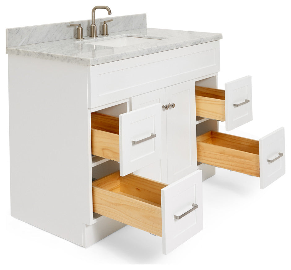 Ariel Hamlet 43" Rectangle Sink Bath Vanity, 1.5" Carrara Marble