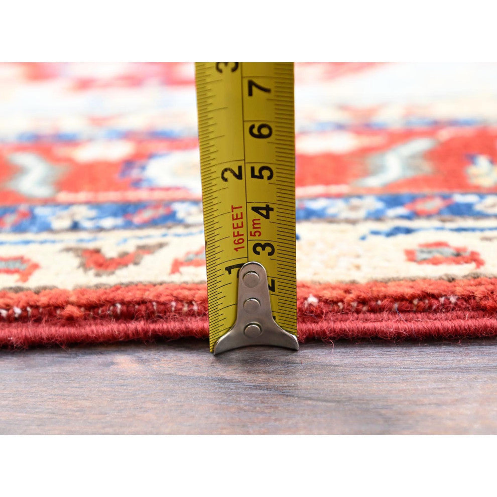 Blue, Serapi Heriz Design, Soft Wool, Hand Knotted, Oriental Rug, 4'x6'