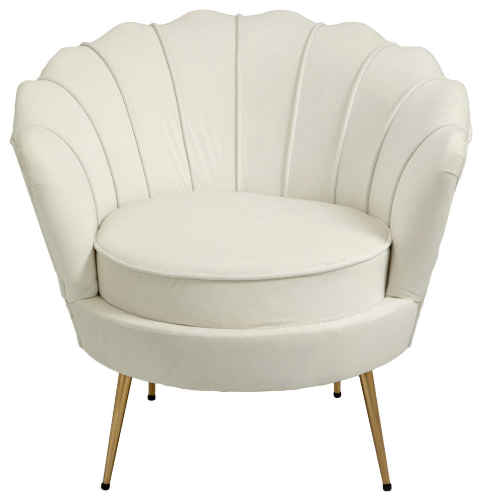 Gardenia  Velvet Upholstered Chair, Cream