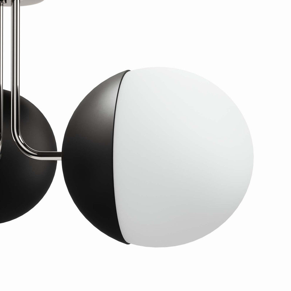 Stellar 3-Light Semi-Flush Ceiling Light, Opal Polished Nickel