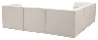 Relax Velvet Upholstered 5-Piece L-Shaped Modular Sectional, Cream