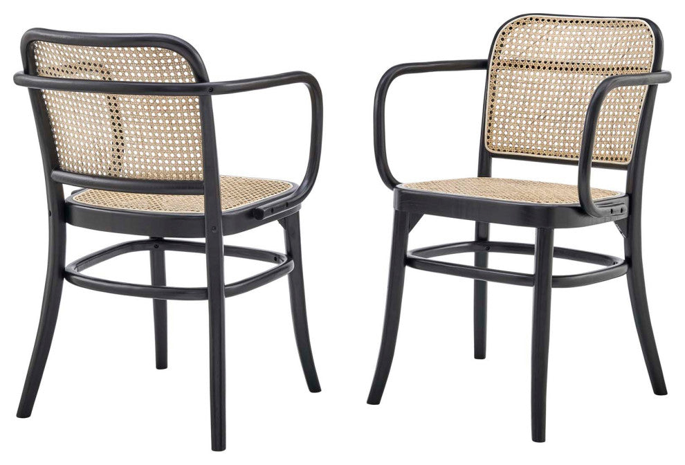 Side Dining Chair, Set of 2, Black, Wood, Modern, Cafe Bistro Hospitality