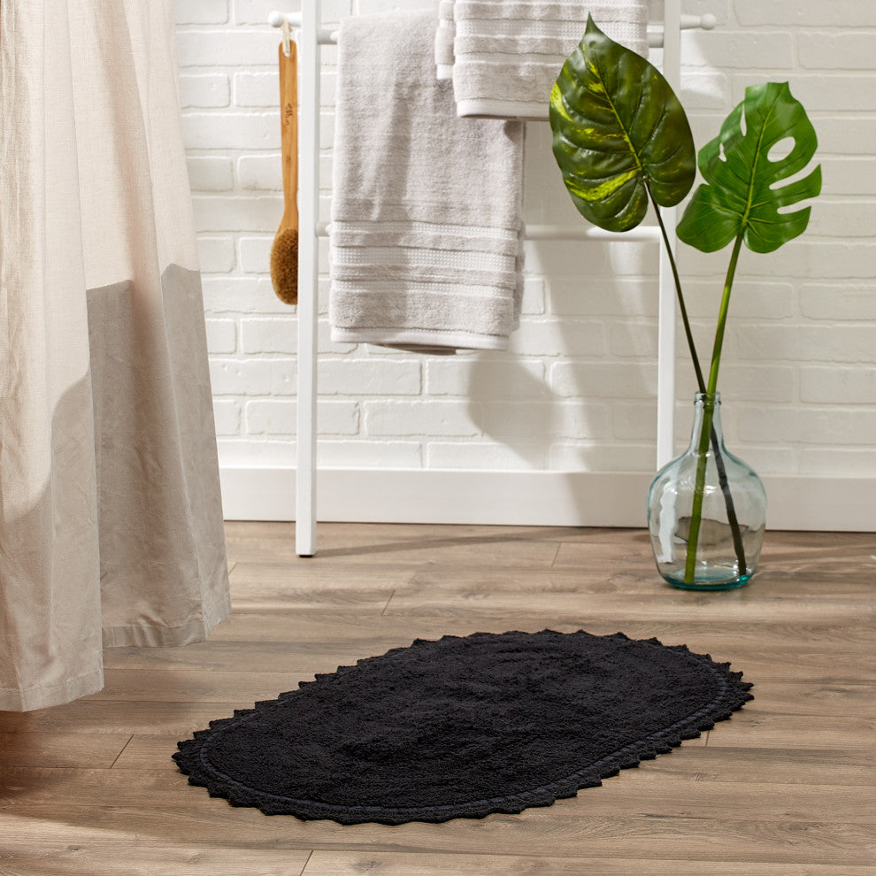 DII Black Large Oval Crochet Bath Mat