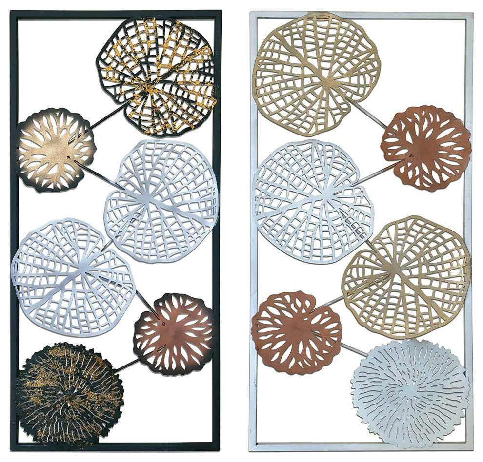 DecorShore Contemporary Metal Wall Art Multicolor Leaves Wall Art