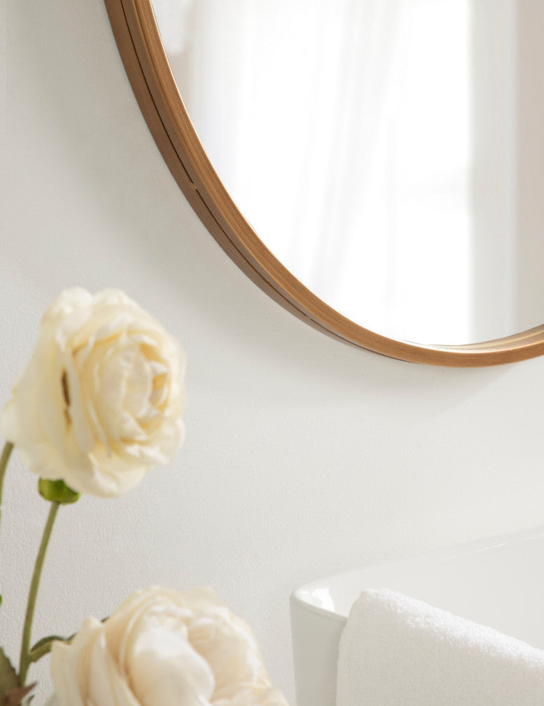 Yitro Metal Framed Wall Mirror, Gold, 30x37