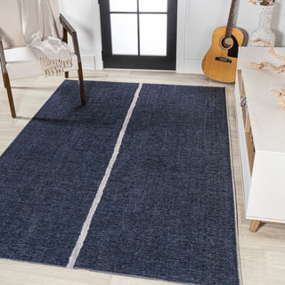 Linja Solid Centre Stripe Machine-Washable Area Rug, 9 X 12