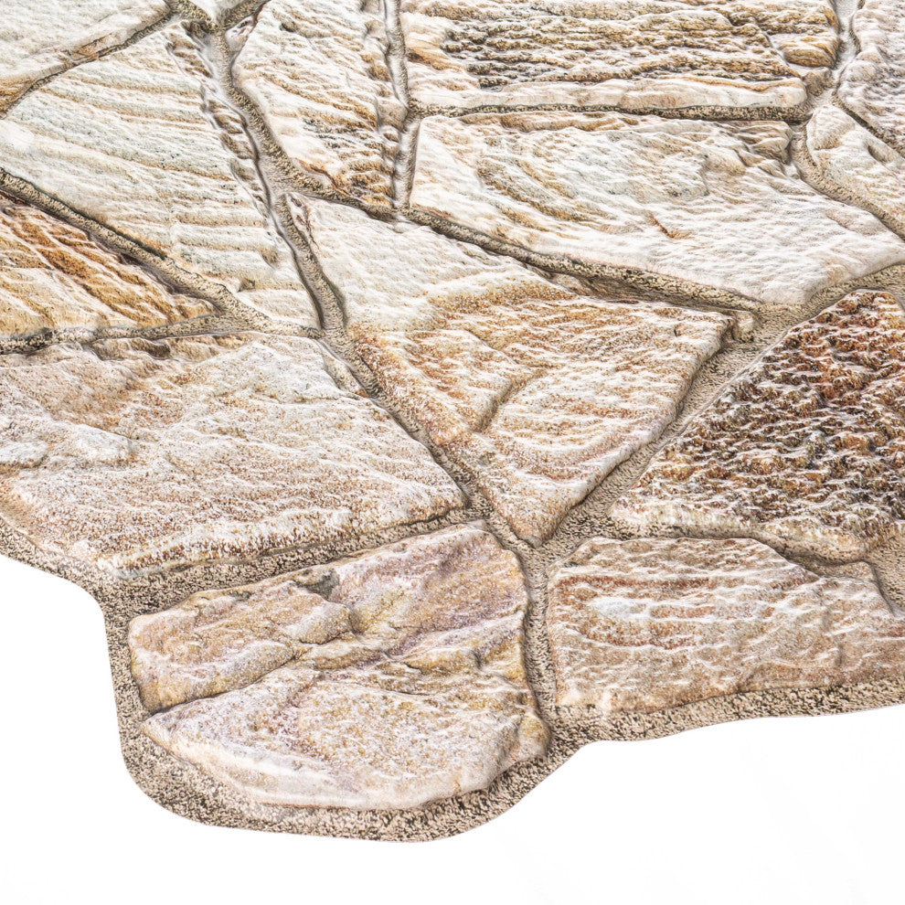 Faux Stone PVC 3D Wall Panels, Ivory Brown, Set of 10, Covers 51 sq ft