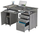 Modern Desk, Floating Top With Single Door Cabinet & Sliding Keyboard Tray, Gray