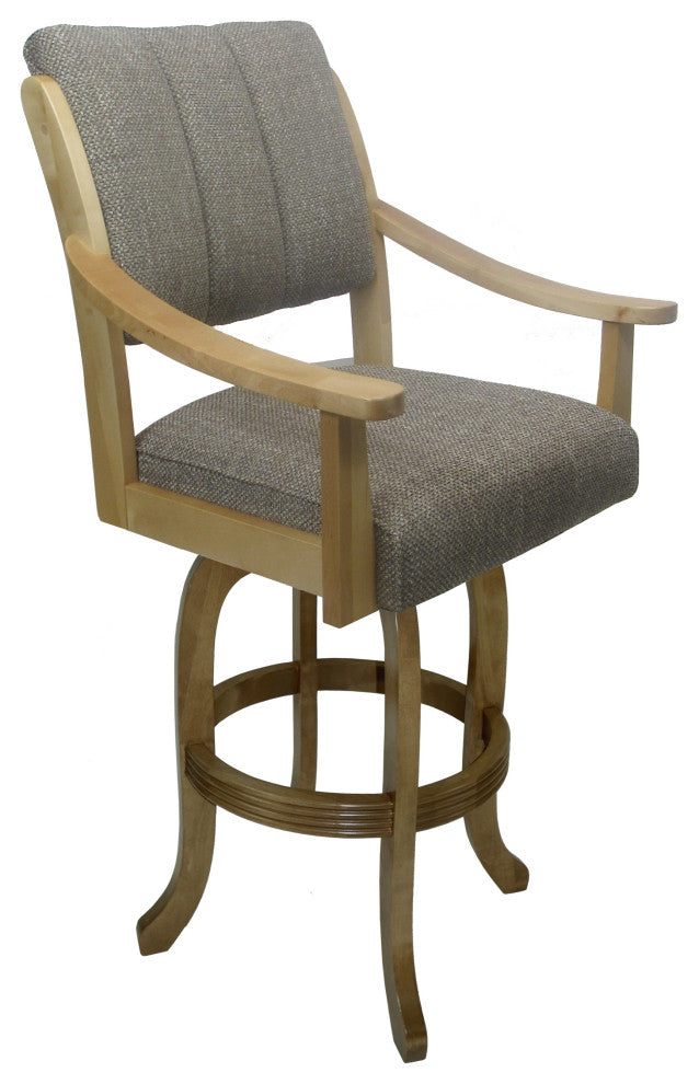 Casa Swivel Wood Stool on Melina Base, Plumley Cocoa on Natural, 26"