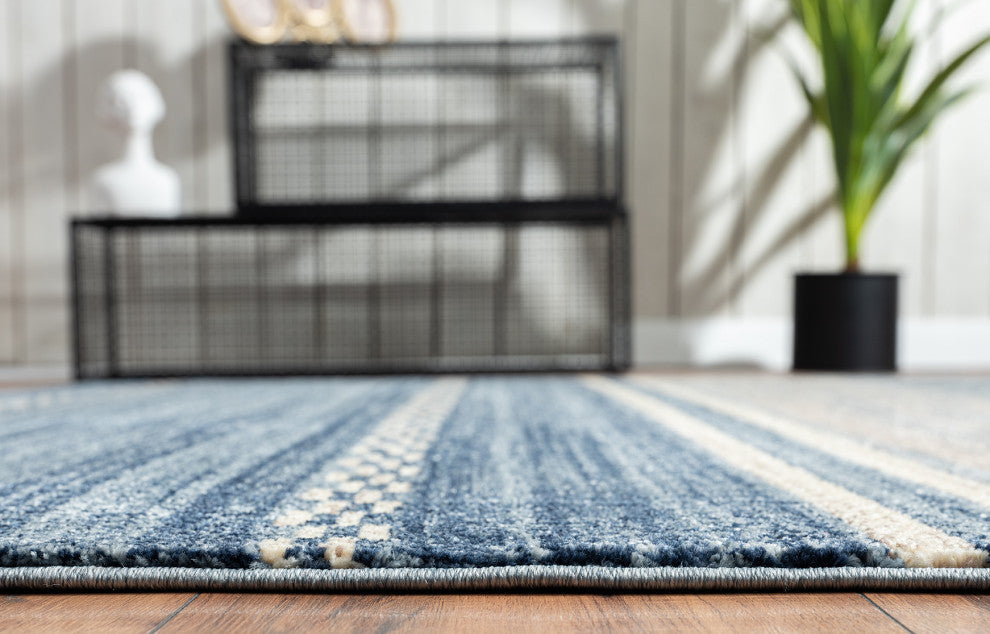 Abani Rugs Mesa MES210A Southwestern Blue Striped Area Rug