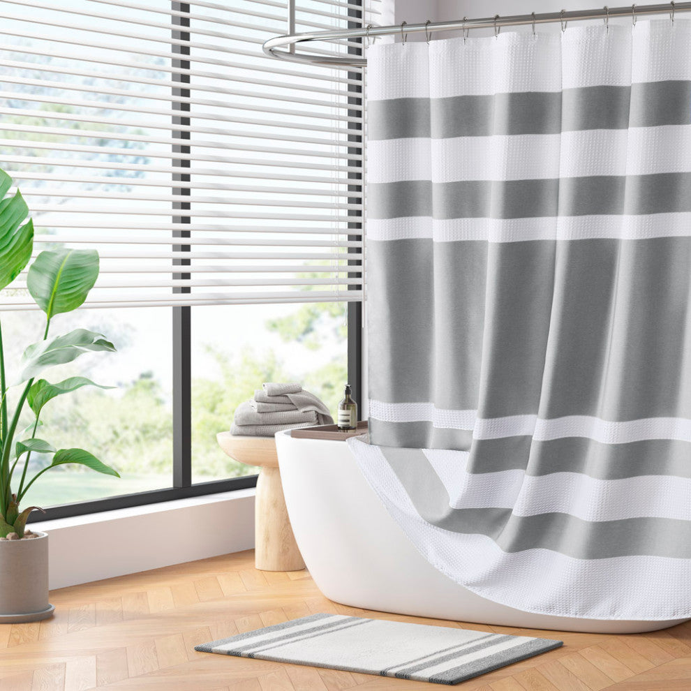 Madison Park Spa Waffle Shower Curtain With 3M Treatment