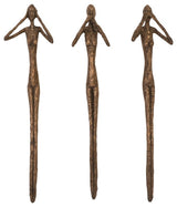 See, Speak, Hear No Evil Wall Art, Resin, 3-Piece Set, Brown