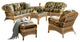 Islander 6-Piece Living Room Furniture Set, Natural, Botanical-Fern Fabric