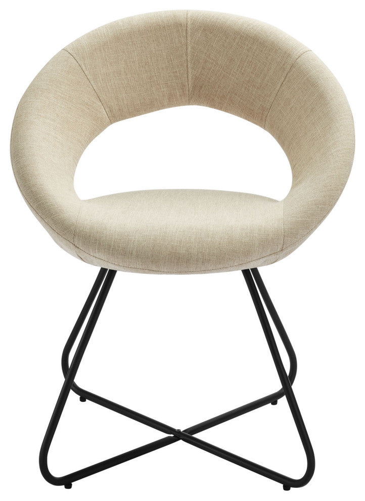 Dining Chair, Set of 2, Beige Black, Fabric, Modern, Cafe Bistro Hospitality