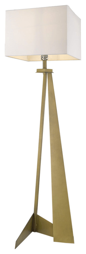 60" Brass Traditional Shaped Floor Lamp With White Novelty Shade