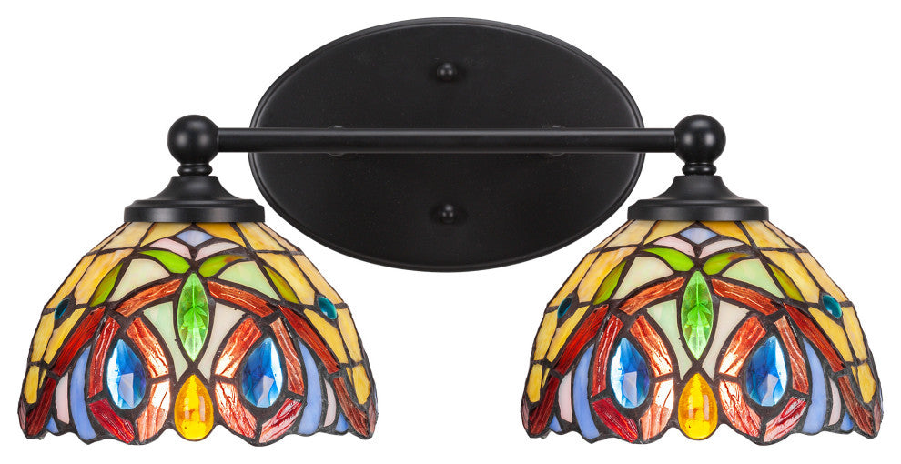 Capri 2-Light Bath Bar, Matte Black/Lynx Art