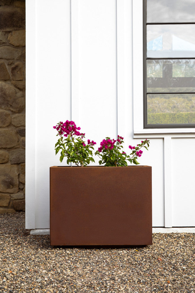 Metallic Series Corten Steel Span Planter, Short