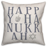 Happy Hanukkah 20"x20" Throw Pillow Cover