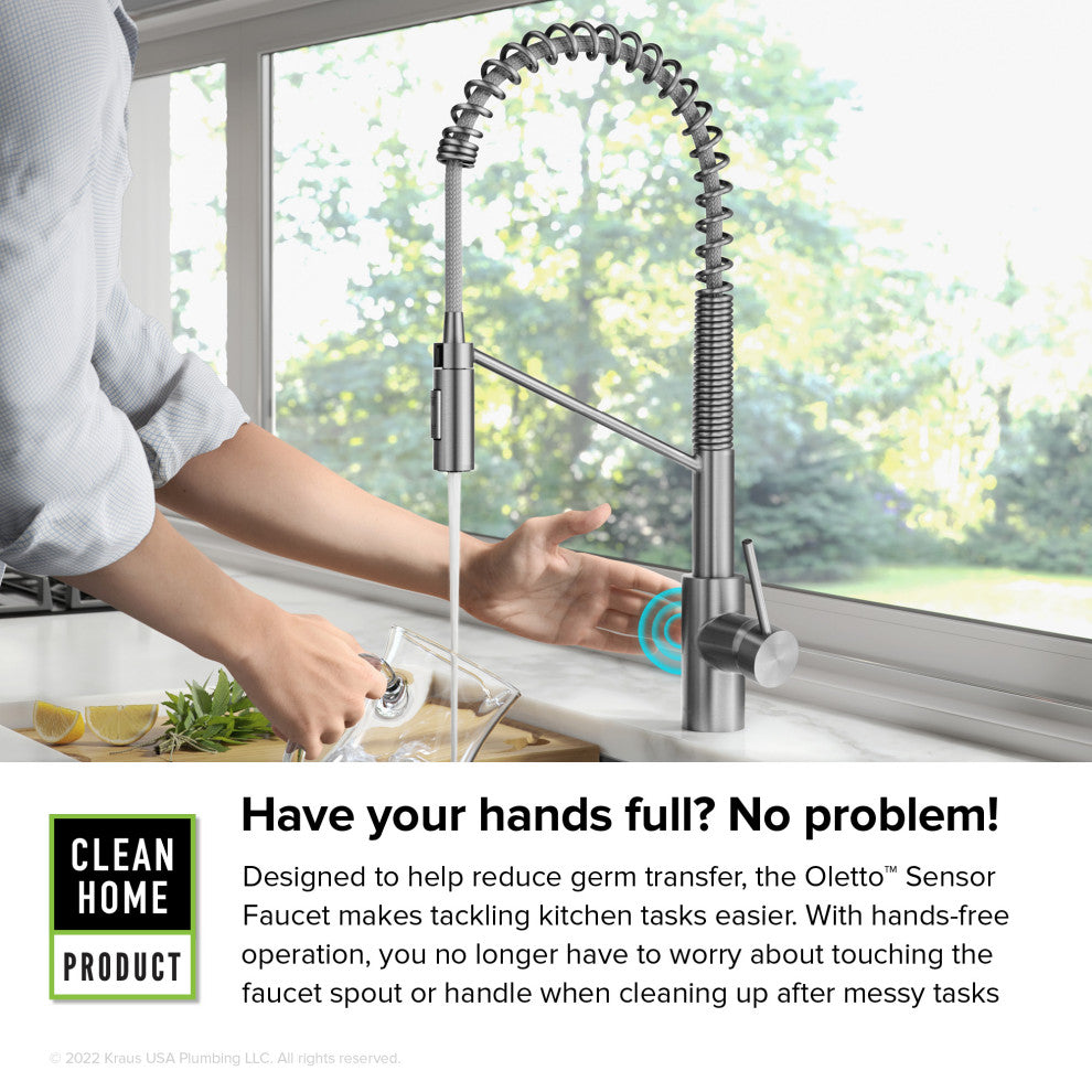Oletto Touchless Pull-Down 1-Hole Kitchen Faucet, Bronze