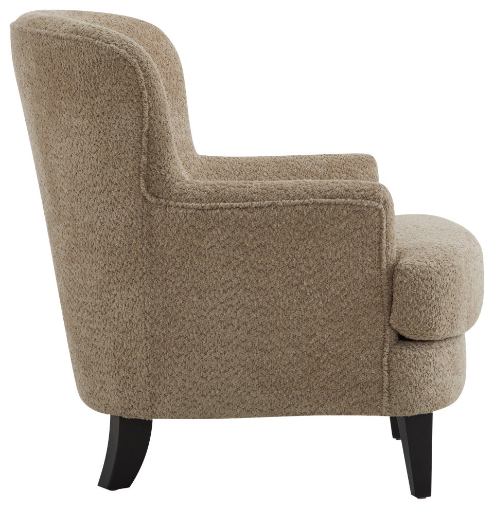 Gerald Boucle Upholstered Club Chair and Ottoman Set, Brown