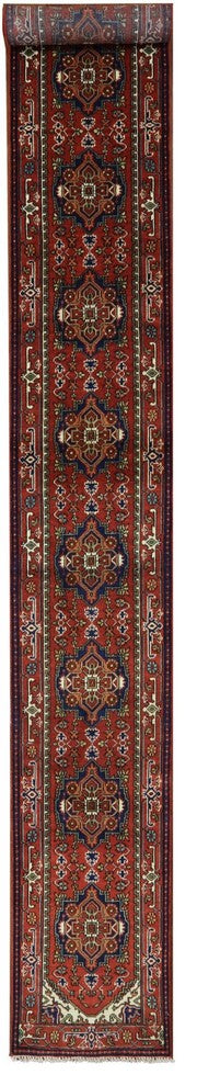 New Red Oriental Runner 3'x20' Heriz Serapi Hand Knotted Wool Area Rug H9214