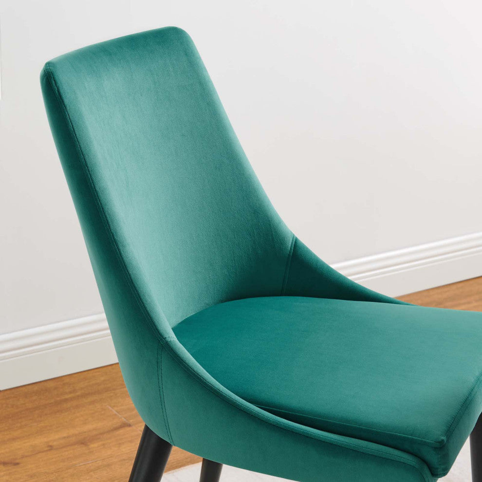 Viscount Accent Performance Velvet Dining Chairs, Set of 2, Teal