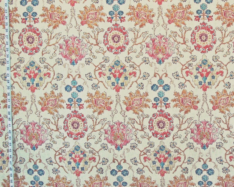 Coral Pink Arts And Crafts Rug Fabric Purple Blue Gold Watercolor, Standard Cut