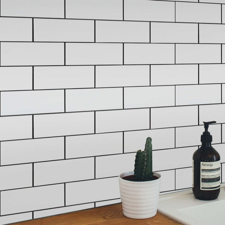 Matte White 3" X 6" Aluminum Peel & Stick Subway Tile, 1 box